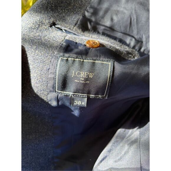 J Crew Men’s blue  leather elbow patch two button sport coat Size 38R - Picture 2 of 12